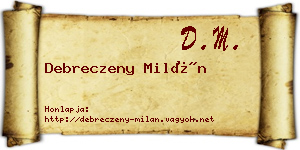 Debreczeny Milán névjegykártya